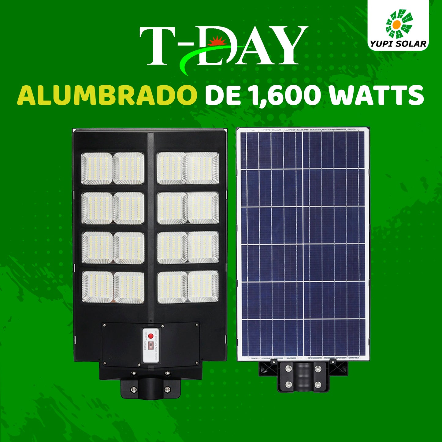 Lampara LED con Panel Solar Incorporado de 1,600 WATTS