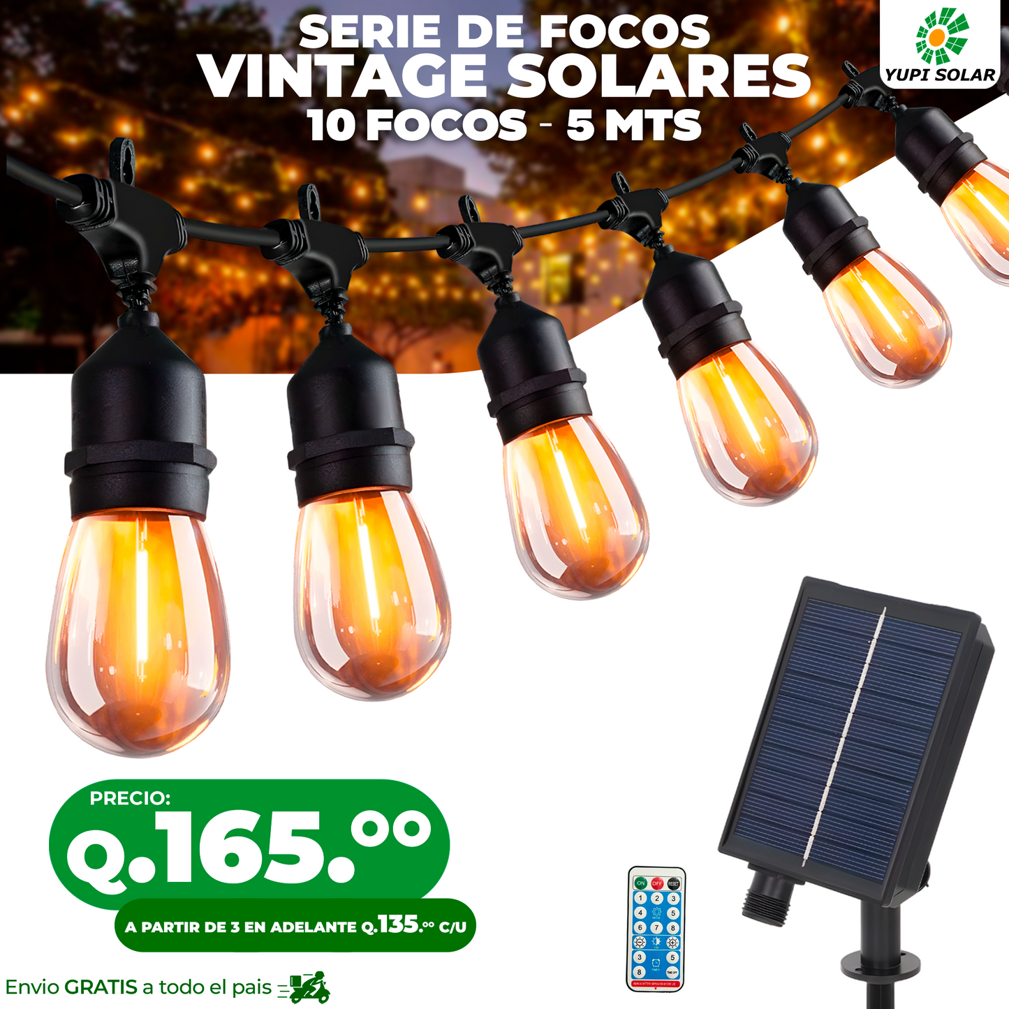 Serie de 10 focos Vintage Solares