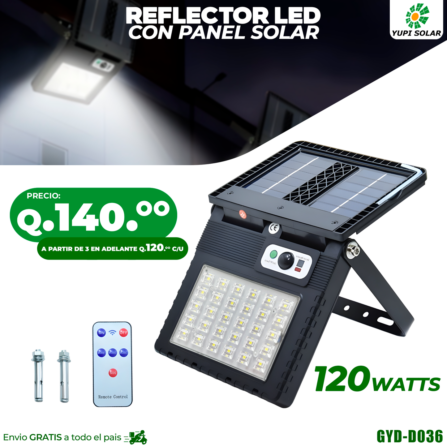 Reflector led con panel incorporado 120 watts