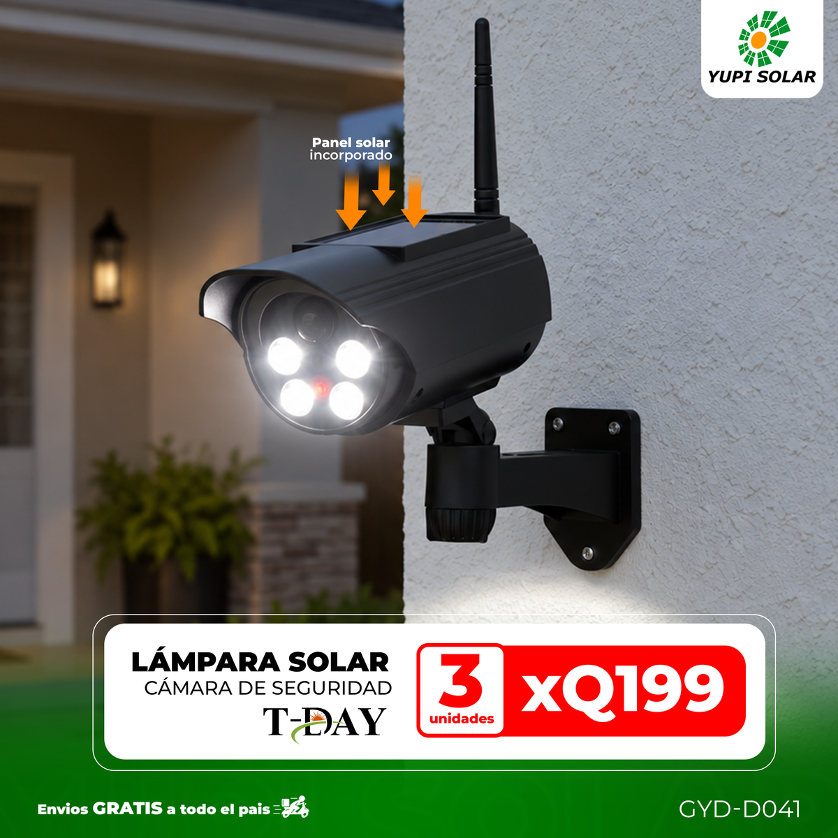 Lámpara Led solar estilo cámara de seguridad
