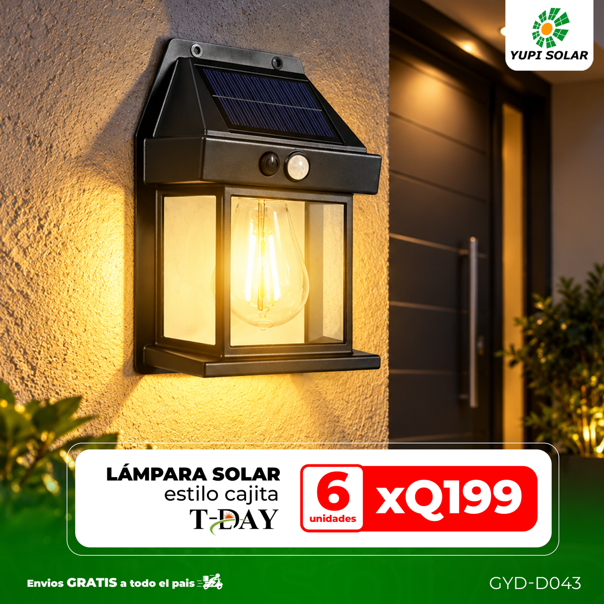 Lámpara Led solar estilo caja