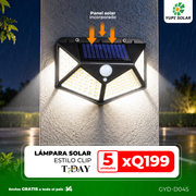 T-DAY Combo de lámpara led solar estilo clip con sensor