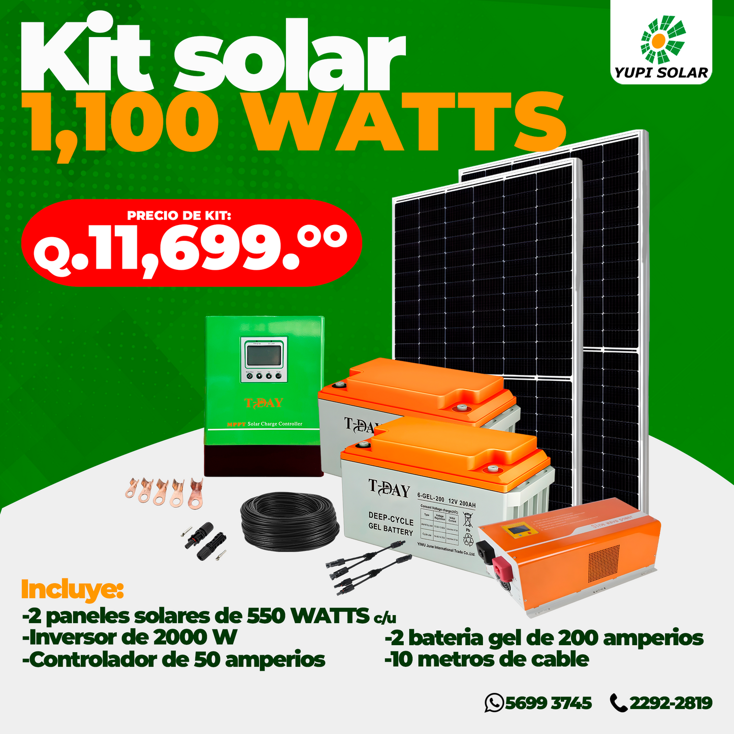 Kit solar 1,100 Watts