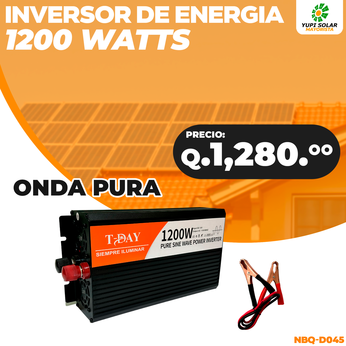 Inversor de onda pura 1,200 watts