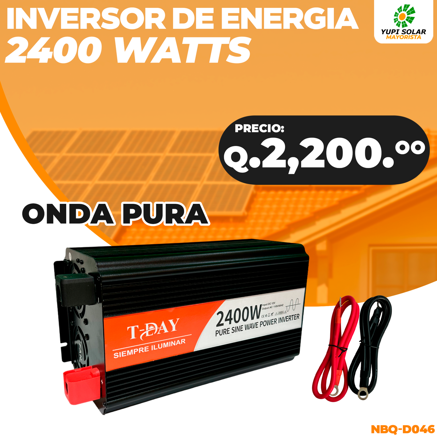 Inversor de onda pura 2,400 Watts