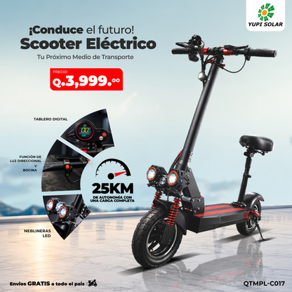 Scooter Eléctrico 25 km con Neblineras LED y Tablero Digital