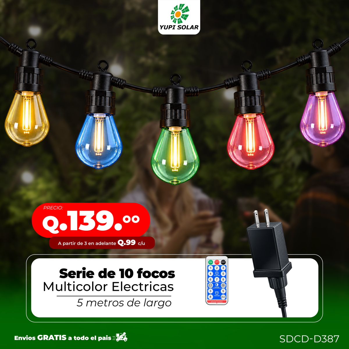 Serie de Focos Vintage Electricas 5 metros 10 focos