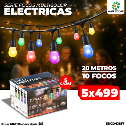 Combo de Serie focos multicolor electricas 5 metros 10 focos