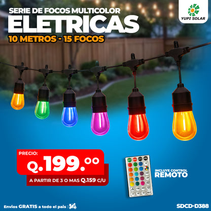 Serie de Focos Vintage Electricas 10 metros 15 focos
