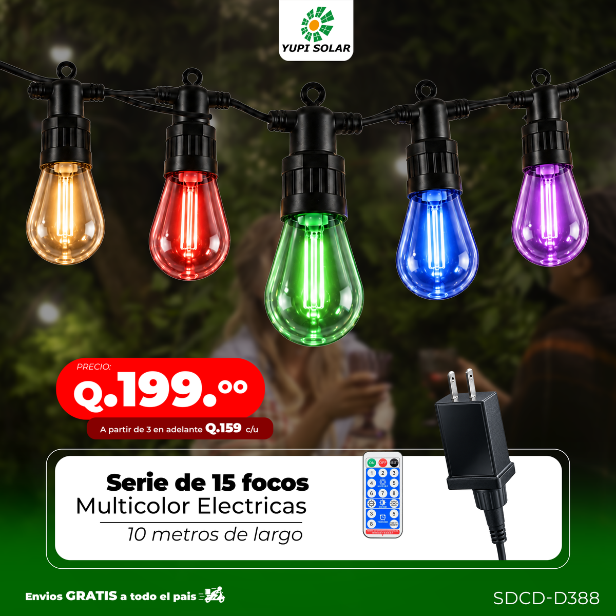 Serie de Focos Vintage Electricas 10 metros 15 focos