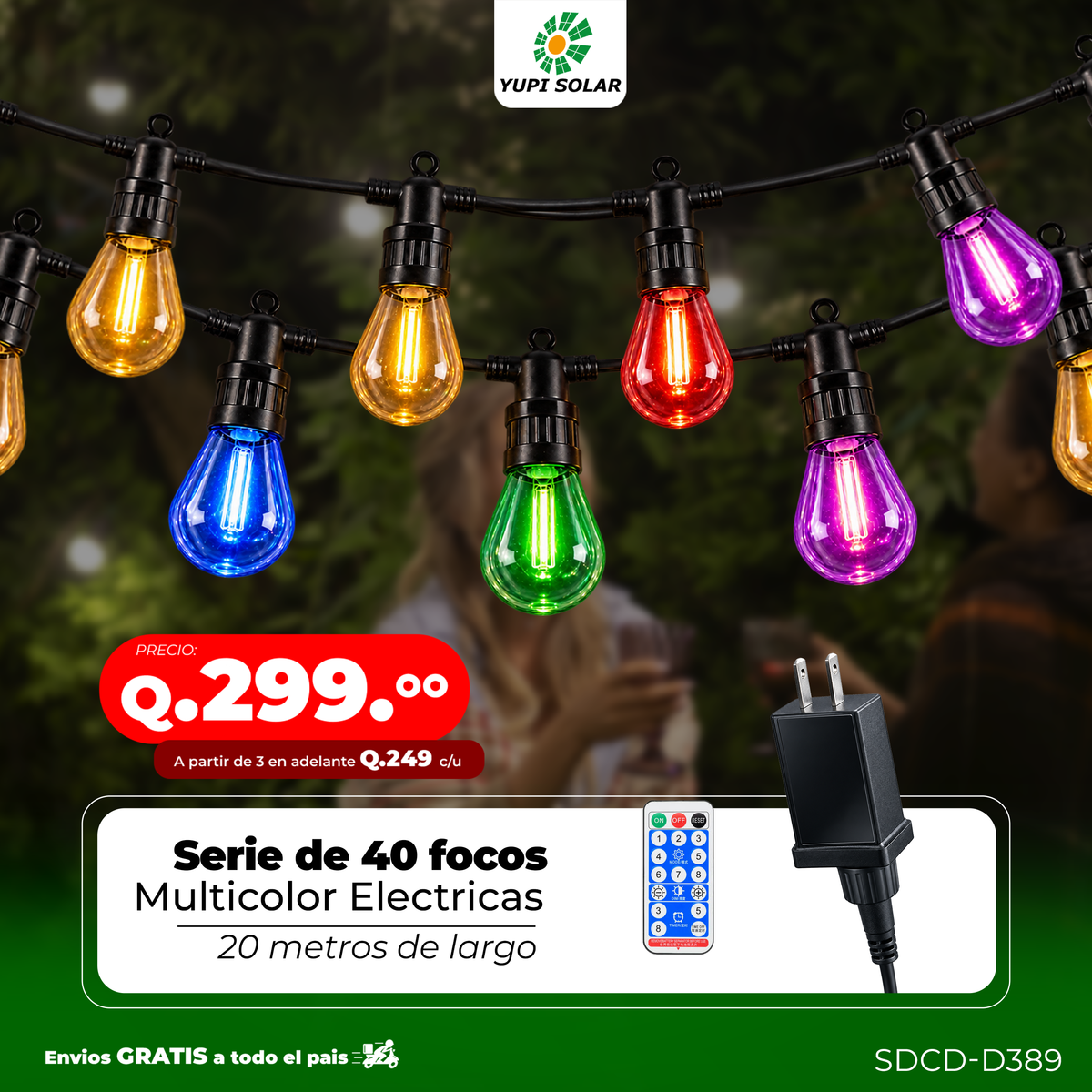 Serie de Focos Vintage Eléctricas 20 metros 40 focos