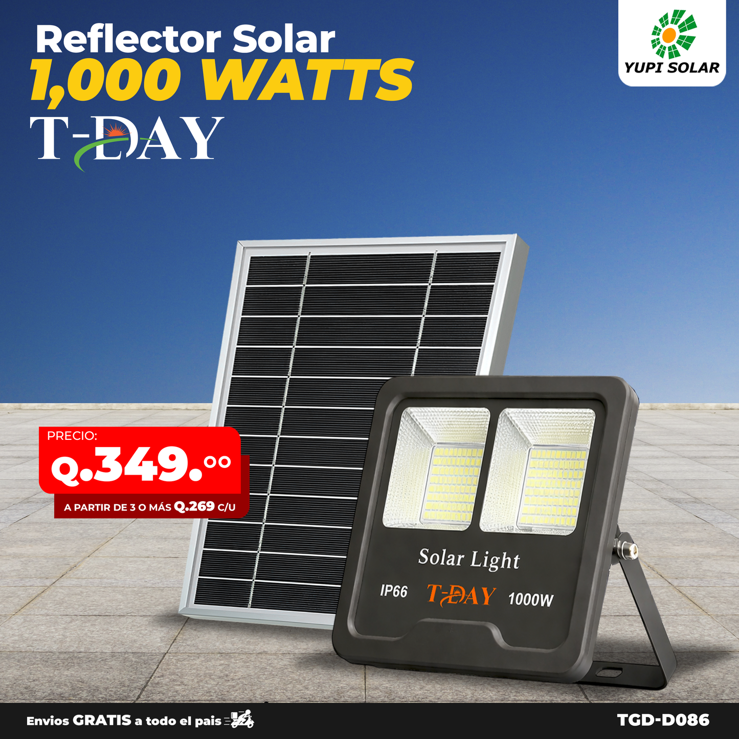 Reflector led solar potencia de 1,000 watts