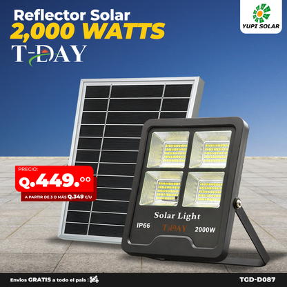 Reflector led solar potencia de 2,000 watts