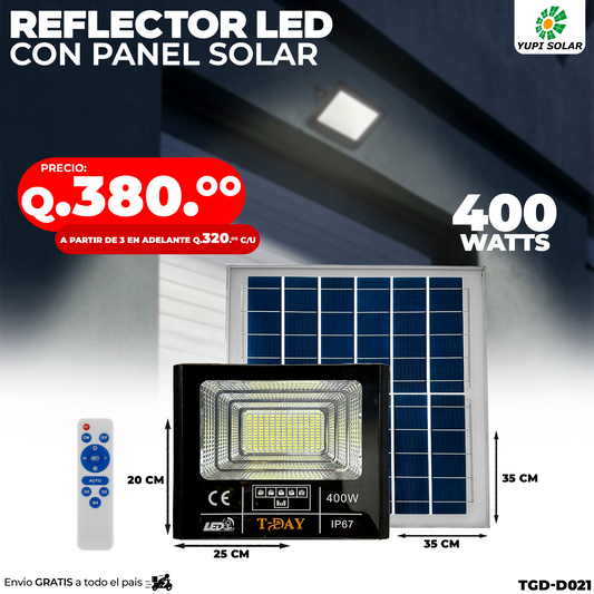 Reflector led con panel solar 400 watts