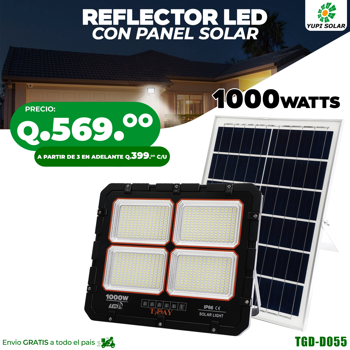 Reflector Solar tipo industrial 1,000W