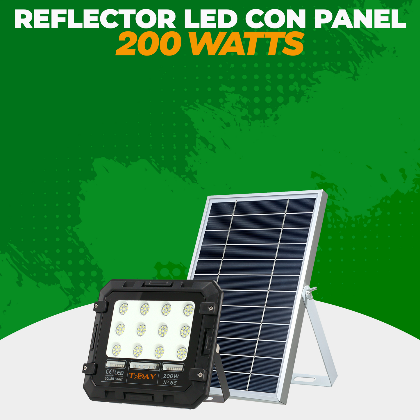 Reflector led 200 watts con panel solar