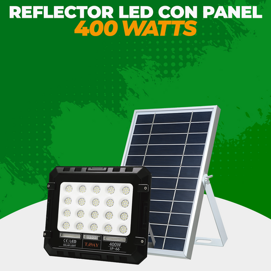 Reflector led 400 watts con panel solar