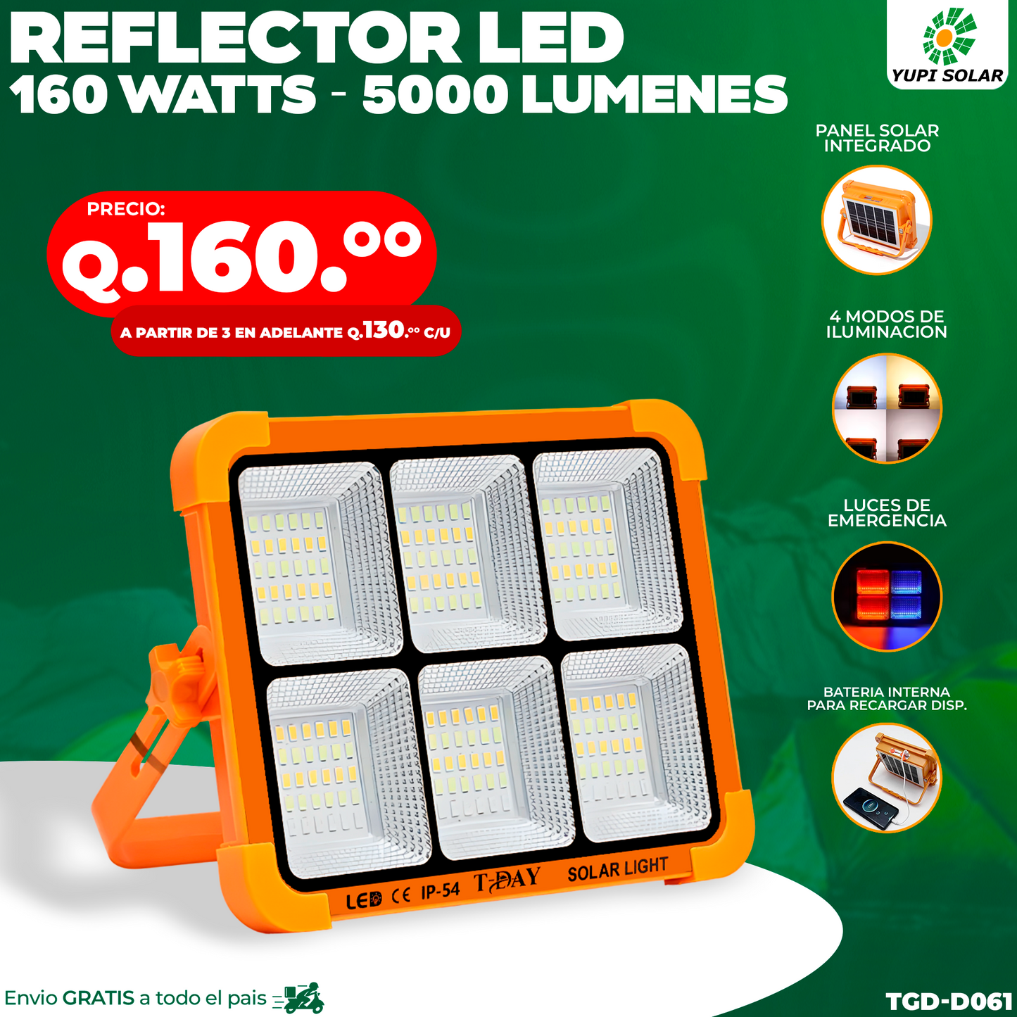 Reflector led multifuncional 160 Watts