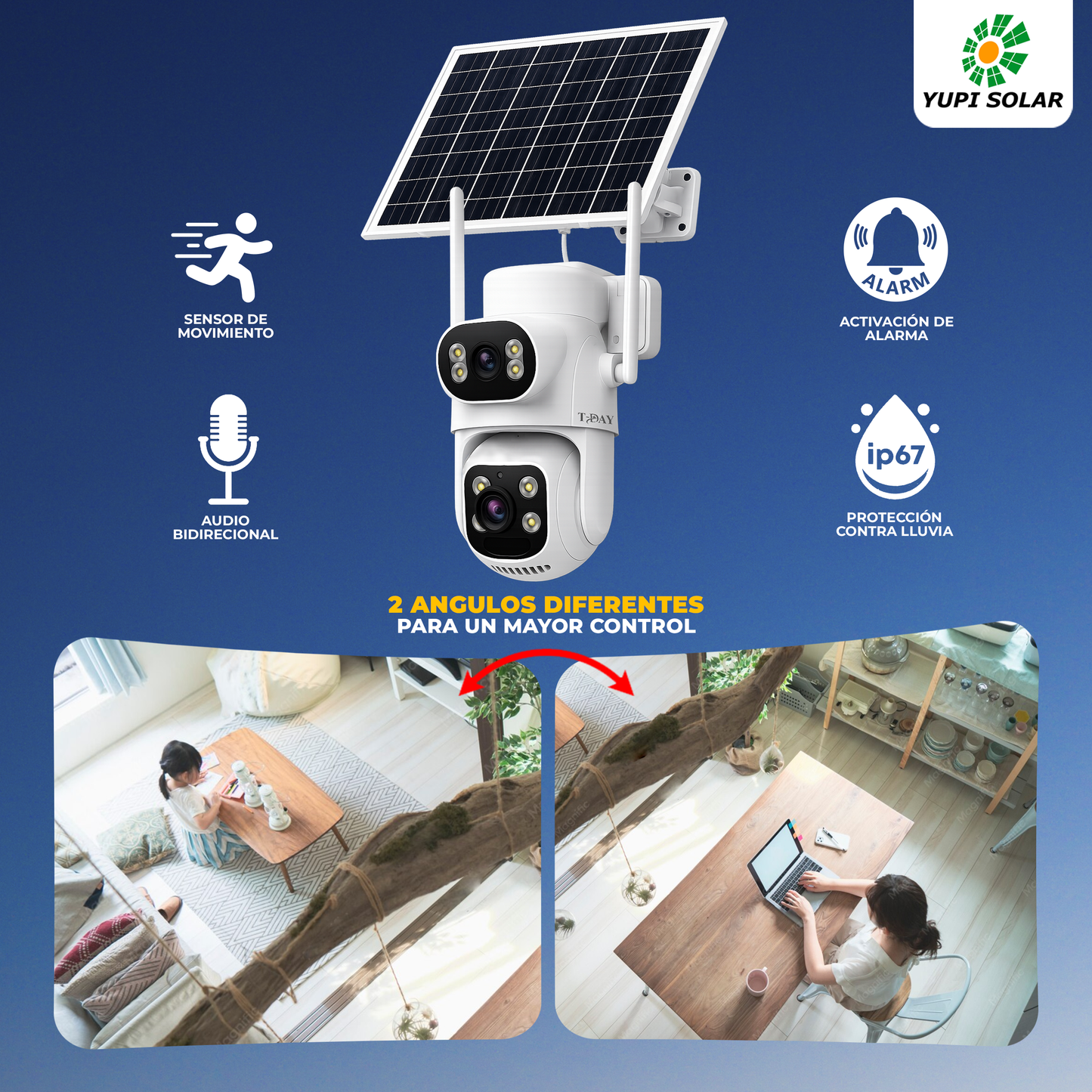 Cámara Con Panel Solar 4G/Chip Doble lente Satelital