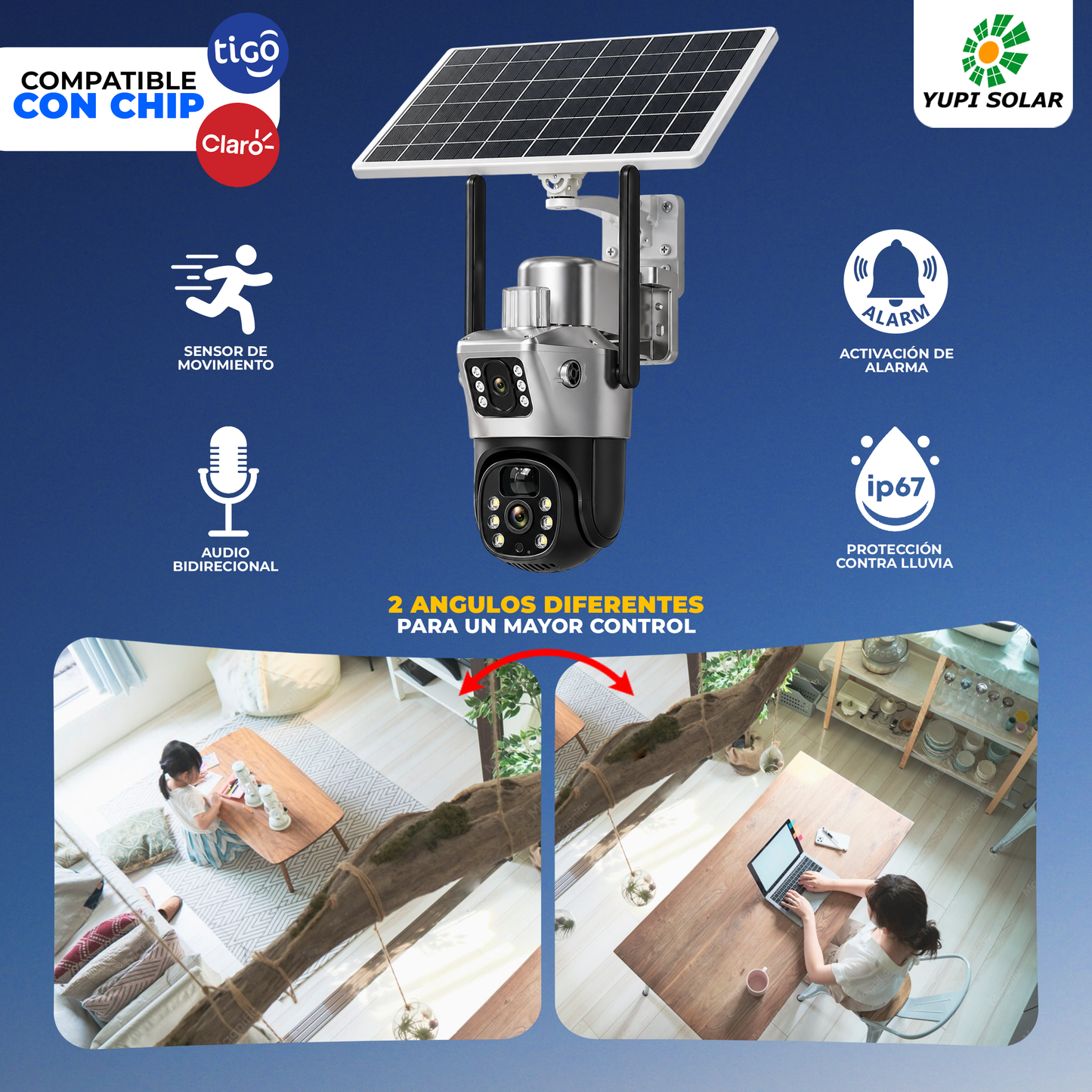 Cámara Solar 4G/CHIP DE DOBLE LENTE
