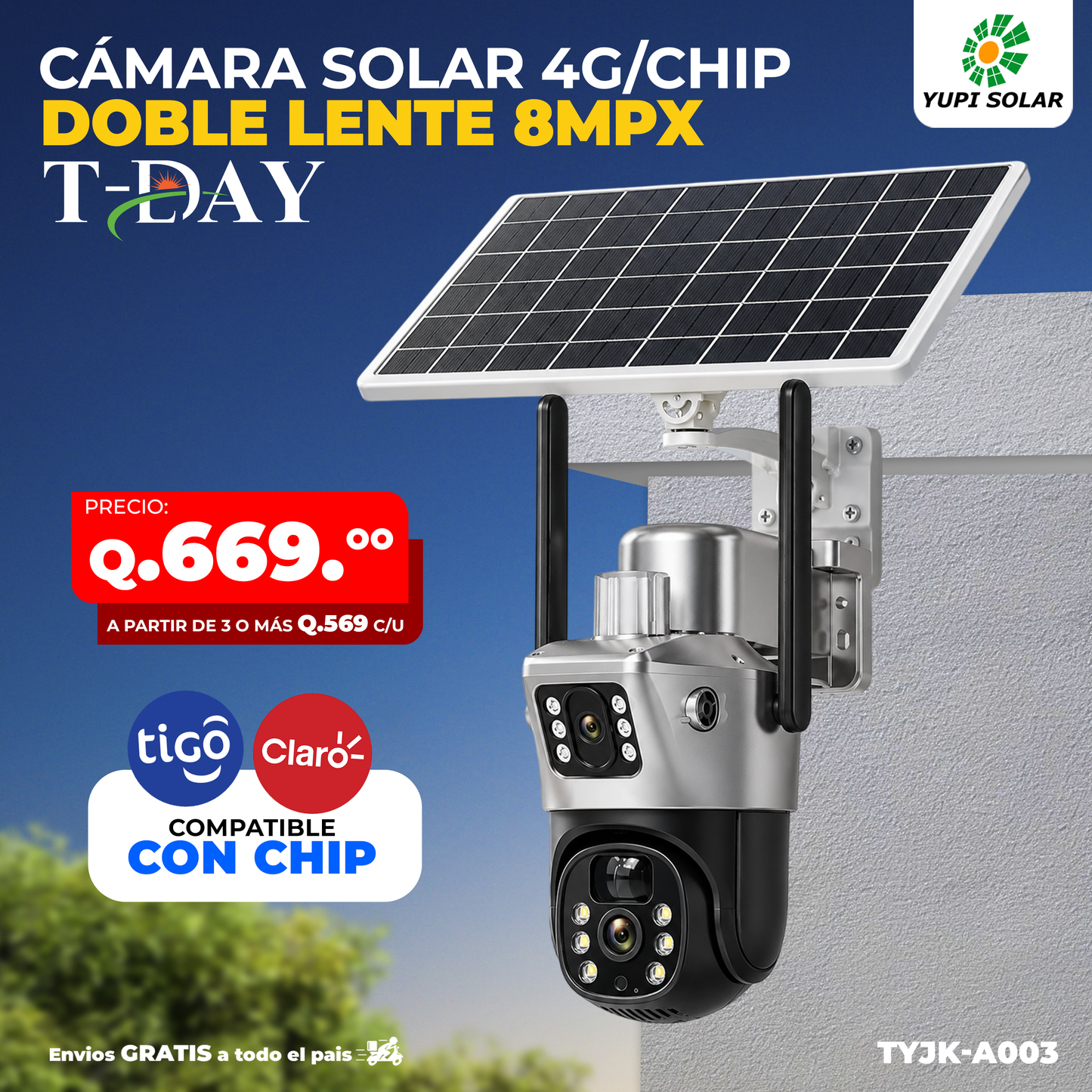 Cámara Solar 4G/CHIP DE DOBLE LENTE