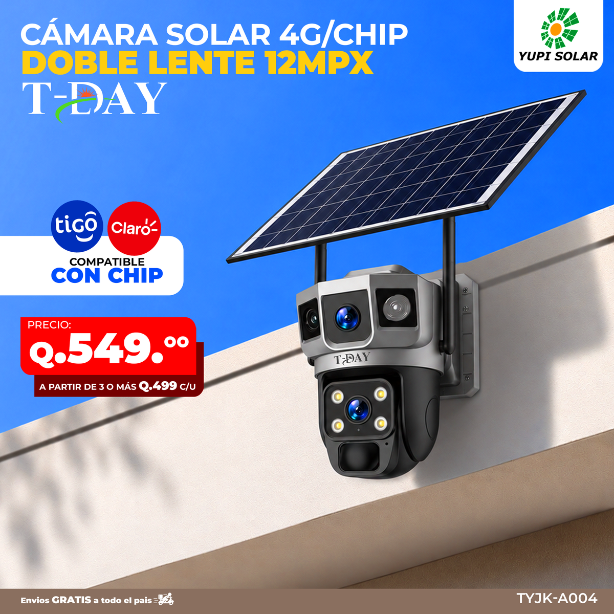 T-DAY Cámara solar 4g doble lente 12MPX