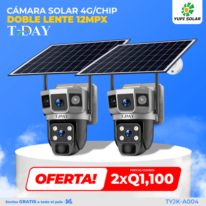 T-DAY Combo de cámara solar 4g doble lente 12MPX