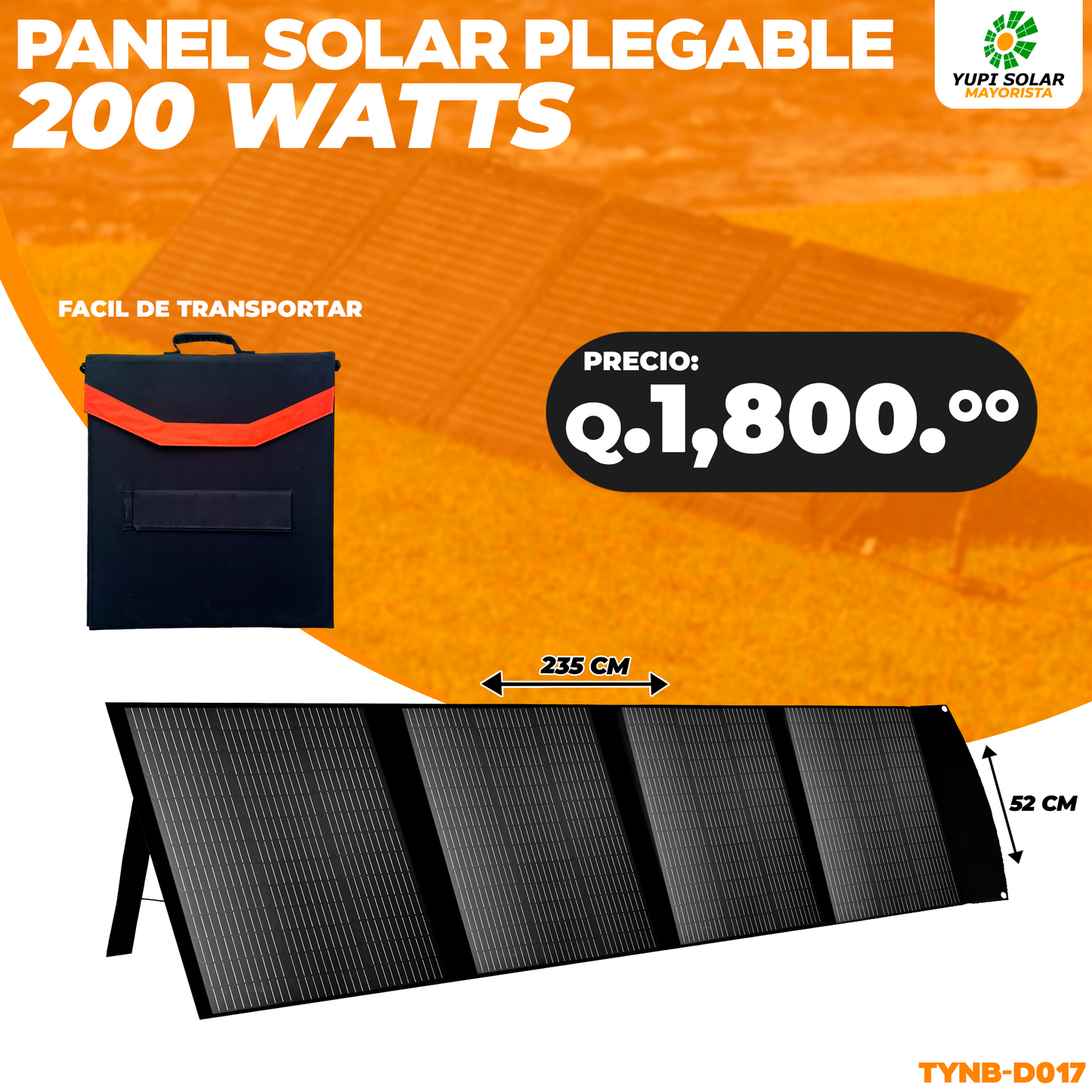 Panel solar plegable 200 Watts