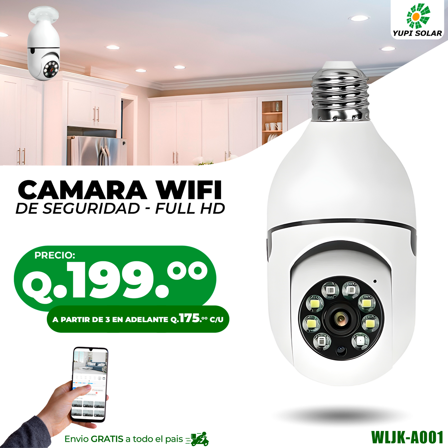 Camara De Seguridad Espía 360° WIFI Tipo Bombillo