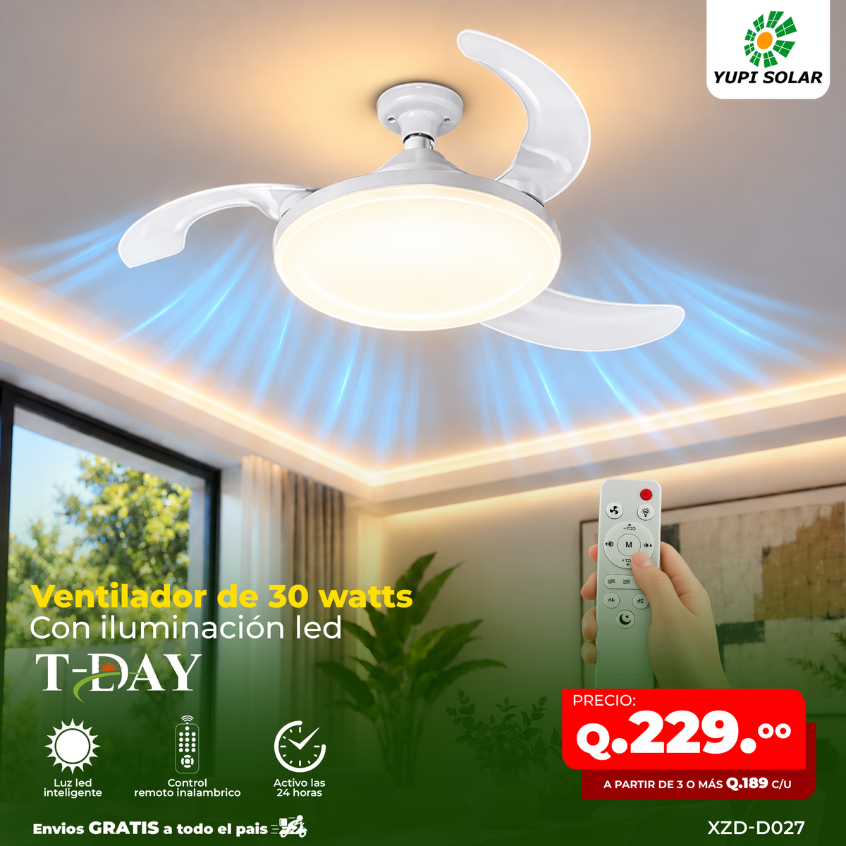 Ventilador de foco con iluminación led de 30 watts