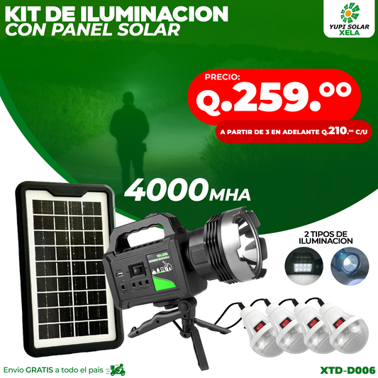 Kit de iluminacion solar 4,000 MHA