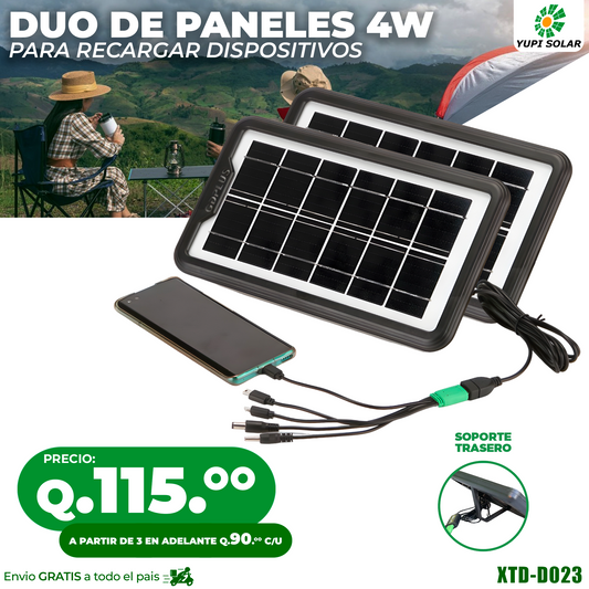 Combo 2 paneles solares multifuncionales 4 Watts