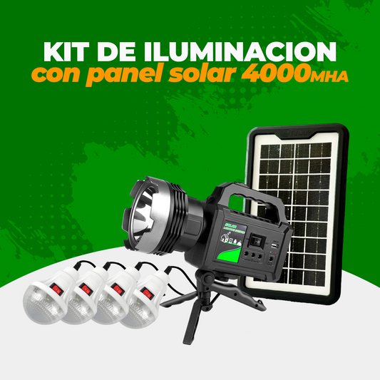 Kit de Iluminación con Panel Solar de 4000MHA