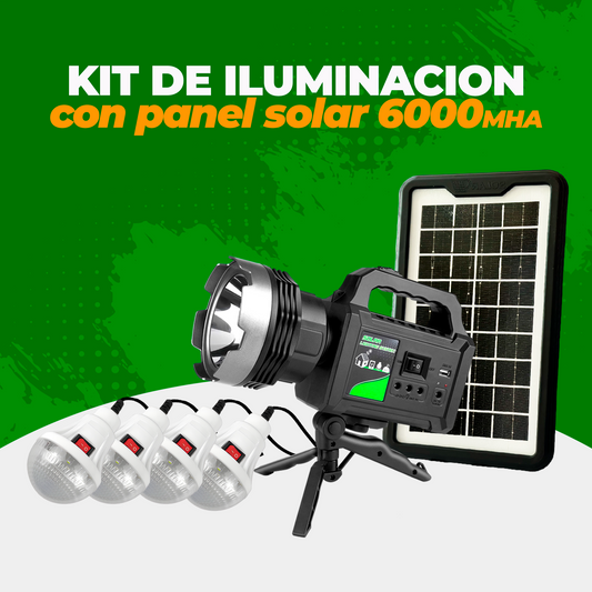 Kit de Iluminación con Panel Solar de 6000MHA