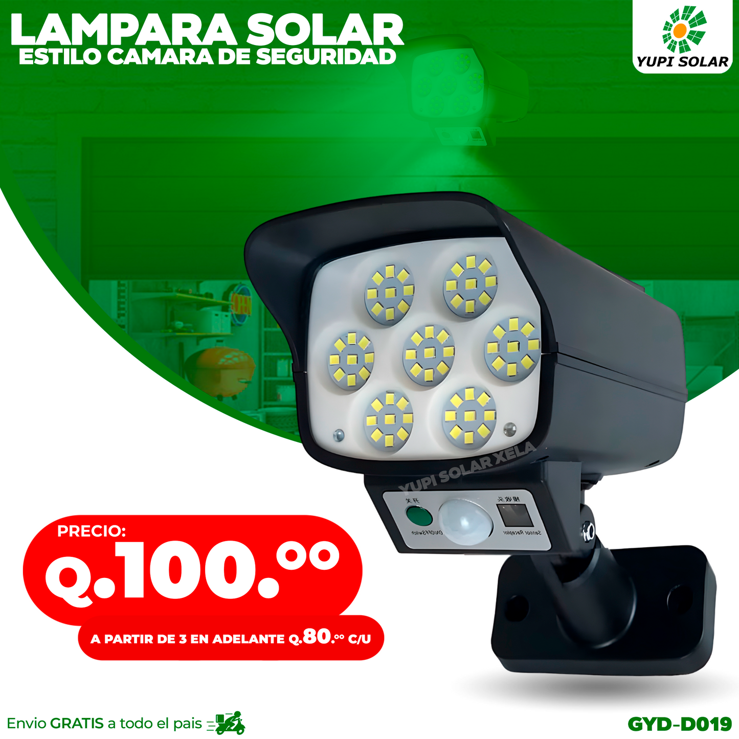 Lampara solar tipo cámara de seguridad